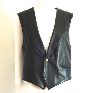 Michael Hoban For North Beach 1980's Black Leather Vest